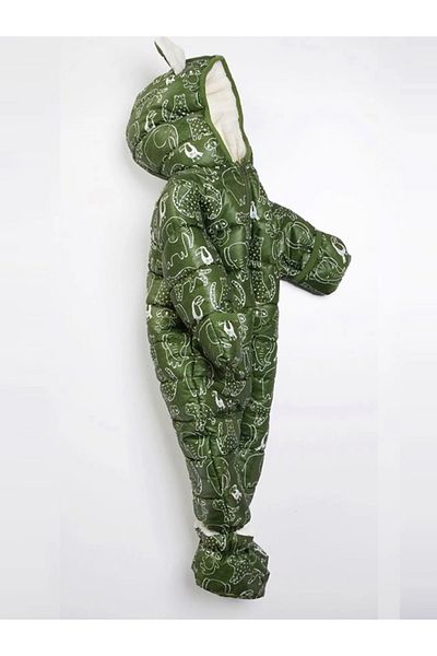 MDM Animal Print Detachable Gloves and Hooded Winter Jumpsuit for Baby Boy