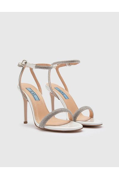 İLVİ Alger Genuine Patent Leather Women's White Heeled Sandals