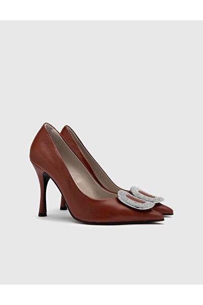 İLVİ Petia Hakiki Deri Kadın Taba Topuklu Ayakkabı