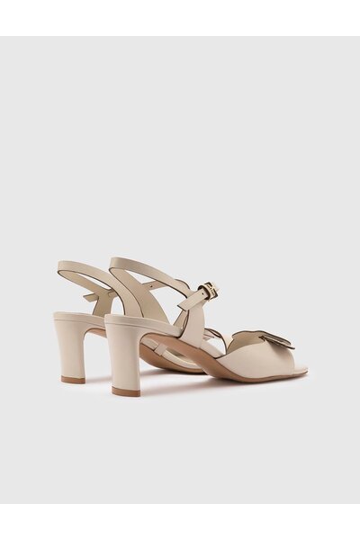 İLVİ Vince Genuine Leather Women's Beige Heeled Sandals