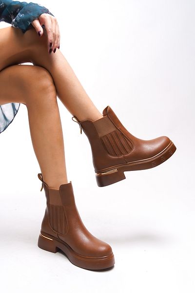 Riccon Kadaugiar Chealsea Damenstiefel – elastische und strukturierte hellbraune Haut 00123340