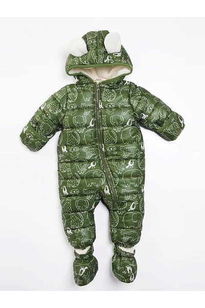 MDM Animal Print Detachable Gloves and Hooded Winter Jumpsuit for Baby Boy