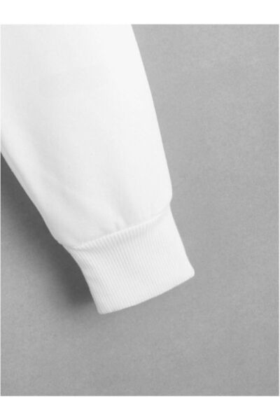 MOONBULL Rhythm Patterned Women's Oversize Crop Sweatshirt - Waist Lace-Up