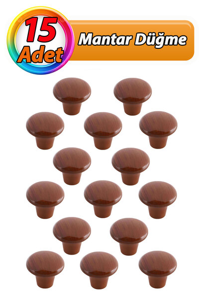 GLASWEN 15 Adet Sert Plastik Mantar Düğme Kulp Ceviz Dolap Mobilya Mutfak Dolabı Çekmece Kapak Kulpu Kulbu