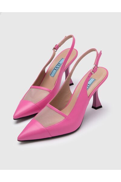 İLVİ Pedro Hakiki Deri Kadın Pembe Topuklu Sandalet