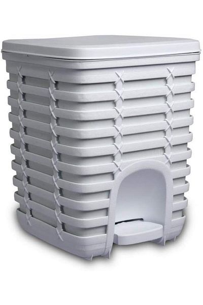 velvedi Palm Pedal Trash Can, White, 9 Lt