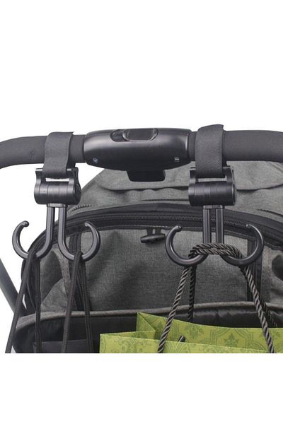 STOREMAX 2-Piece Velcro Goods Carrying Apparatus Compatible with Baby Car 360 Degree Rotatable Plastic Hook