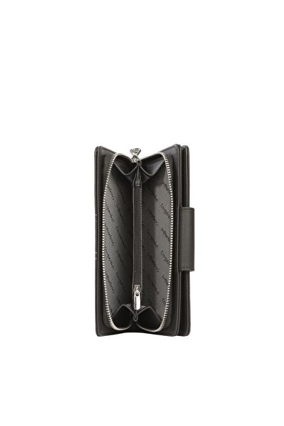 CENGİZ PAKEL Cengiz Pakel Women's Stripe Detailed Multi-Compartment Wallet – 65305 - Black/Mink