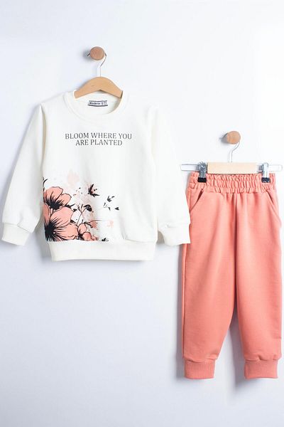 TRENDİMİZBİR Κορίτσια Flower Detailed Bloom Where Written Εποχιακό σετ από κάτω προς τα πάνω