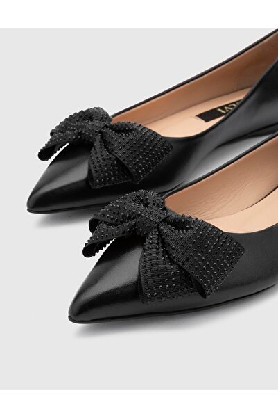 İLVİ Tünde Hakiki Deri Kadın Siyah Babet