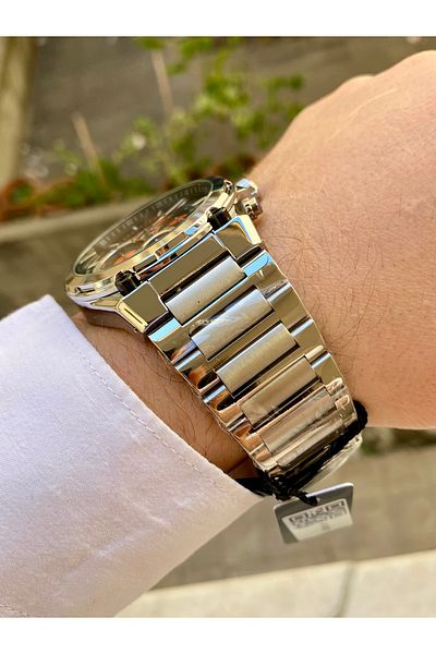 Reward Original Silver Color Steel Waterproof Men's Wrist Watch +Bracelet Gift