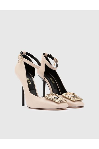 İLVİ Jannali Genuine Float Leather Women's Cream Heeled Sandals