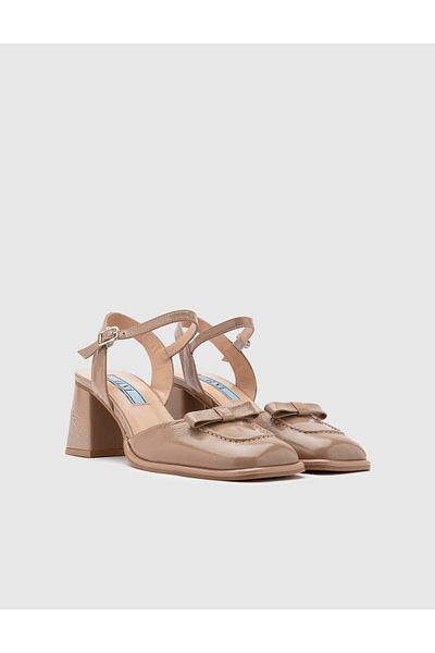 İLVİ Kler Genuine Patent Leather Women's Mink Heeled Sandals
