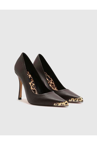 İLVİ Brown Genuine Leather Women's Heeled Shoes - Bron