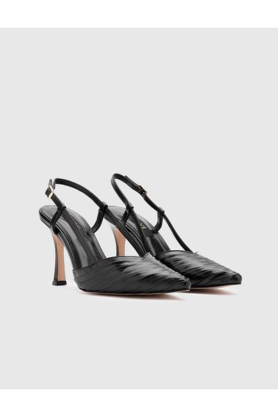 İLVİ Ramona Genuine Leather Women's Black Heeled Sandals