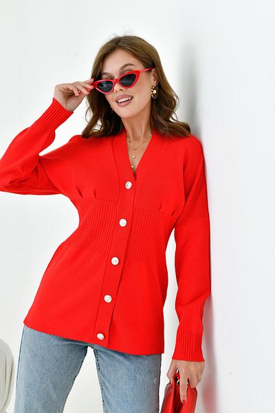 FTZ WOMEN Ftz Red Women's Cardigan - Button Detail, Model 20910
