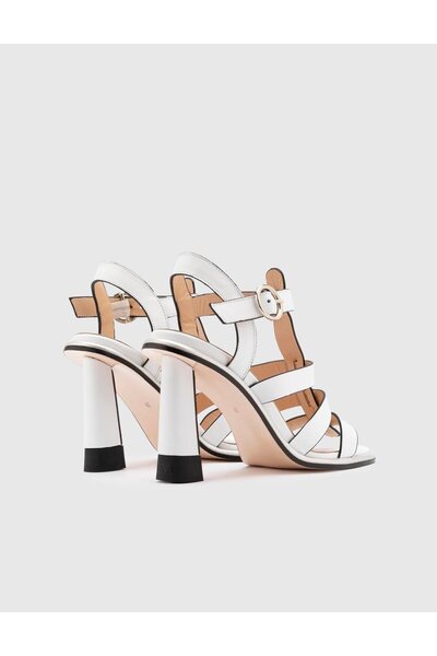 İLVİ Dámské bílé sandály na podpatku z pravé kůže Vitale