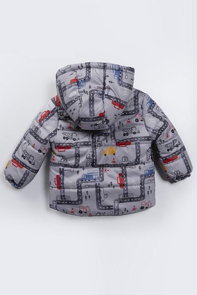 MDM Fleece Hooded Inflatable Jacket for Baby Boy - Car and Truck Printed