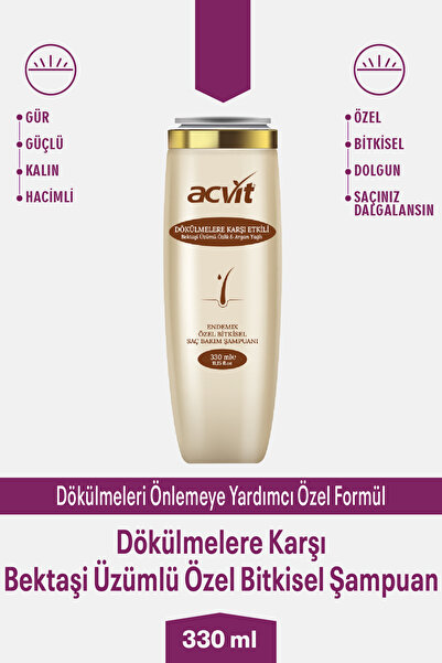 Acvit Dökülmelere Karşı Bektaşi Üzümlü & Argan Yağlı Özel Bitkisel Şampuan - 330 ml
