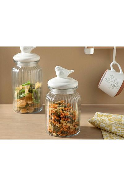 STOREMAX Gkcreative 970 ml White Glass Storage Jar