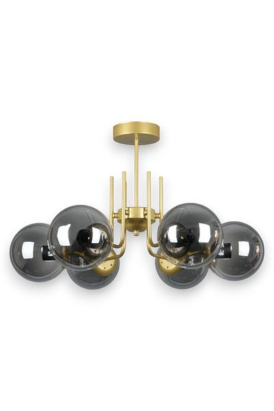 Fer Avize Tanya Modern Design 6-Piece Smoked Glass Chandelier - for Kitchen and Bedroom