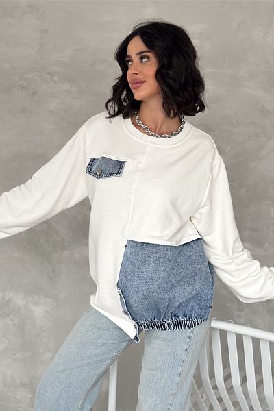 FEMELLE Hanorac de damă cu design detaliat din denim alb