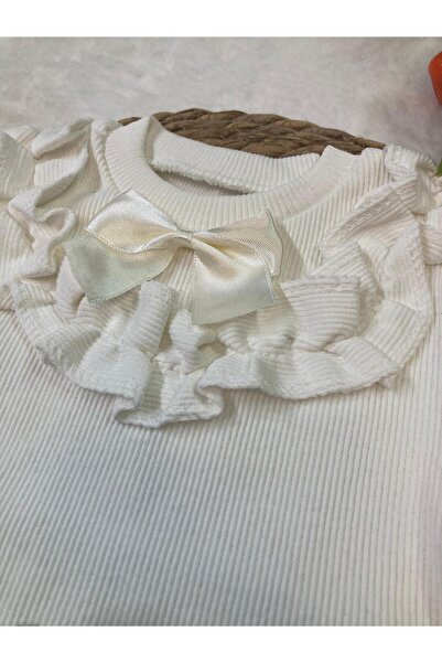 ESES BEBE Baby Cream Ribana Body Scratch Skirt-Bluz Set Set