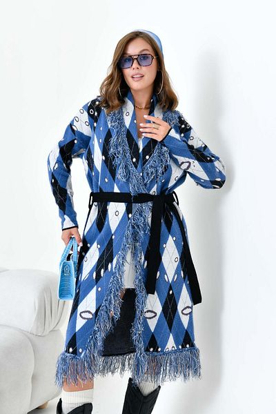 FTZ WOMEN Dámské oblečení s diamantovým vzorem Indigo 20519