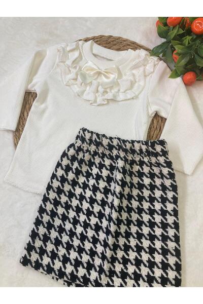 ESES BEBE Baby Cream Ribana Body Scratch Skirt-Bluz Set Set