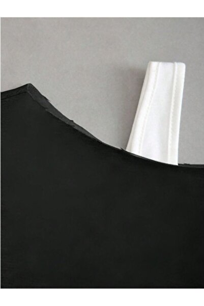 MOONBULL Kadın Tek Omuz Kalın Askılı Oversize Crop Sweatshirt