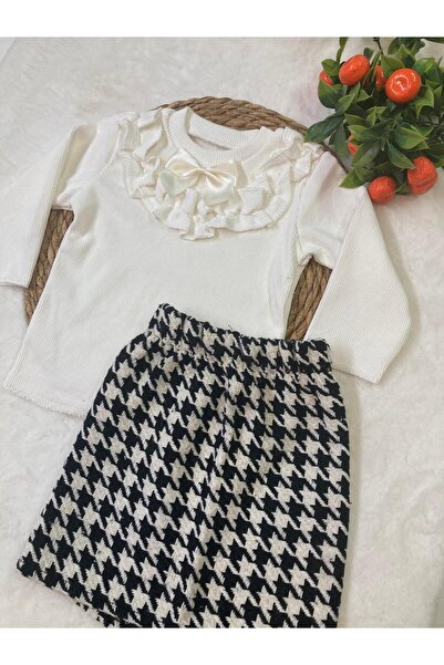 ESES BEBE Baby Cream Ribana Body Scratch Skirt-Bluz Set Set