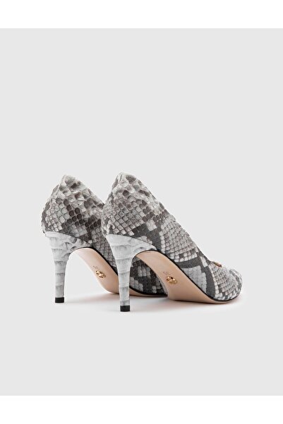 İLVİ Dorra Genuine Snake Leather Women's Gray Stiletto