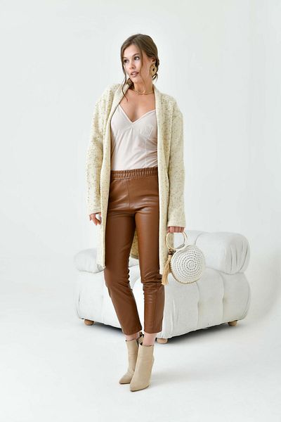 FTZ WOMEN Women's Long Cardigan with Belt Stone 20737