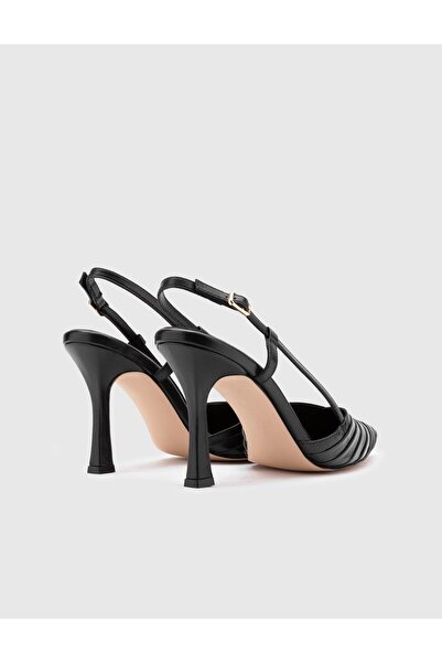 İLVİ Ramona Genuine Leather Women's Black Heeled Sandals
