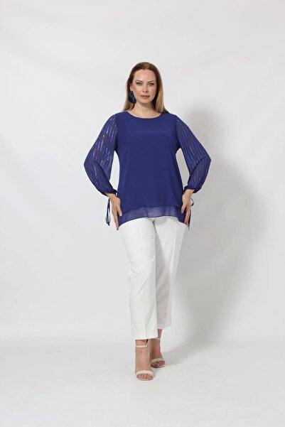 Moda Berray 3243 Kolu Taş Baskılı Şık Bluz