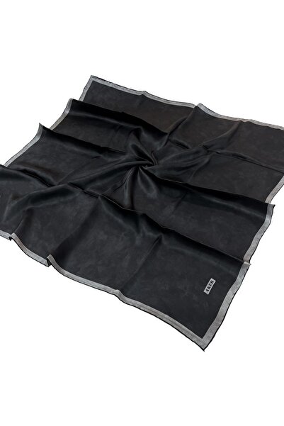 Aker İpek Eşarp - 7208704-312 Siyah Gri Büyük Boy Sura