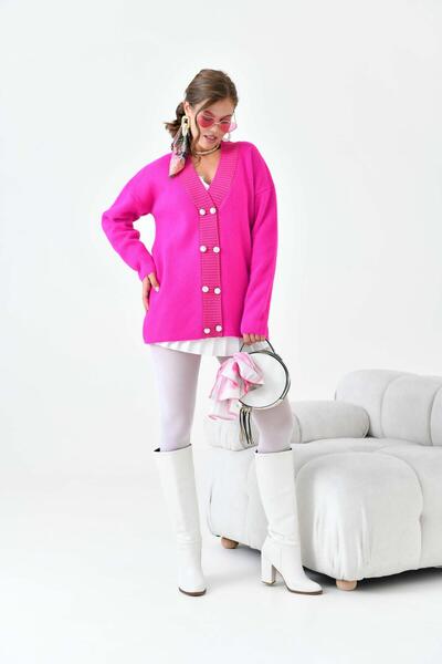 FTZ WOMEN سترة نسائية بتفاصيل أزرار فوشيا 20865