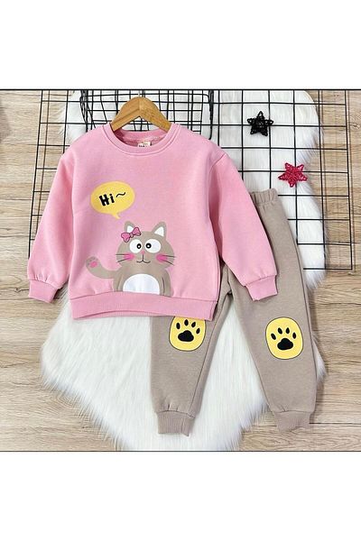 gigigiyim Cat Paw Printed Three String Girl's Set
