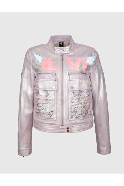 İLVİ Jonathon Kadın Hakiki Deri Mont Lila