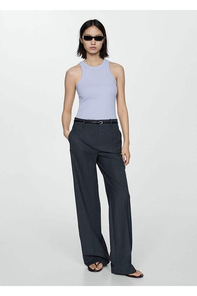 MANGO Woman Gestrickte Baumwollbluse aus Gummi