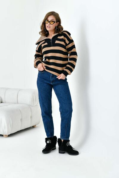 FTZ WOMEN Pulover de damă cu dungi negru 20726