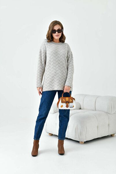 FTZ WOMEN Women's Stripe Detailed Sweater Beige 20744