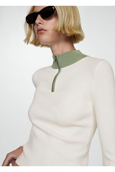 MANGO Woman Pulover cu fermoar pe guler