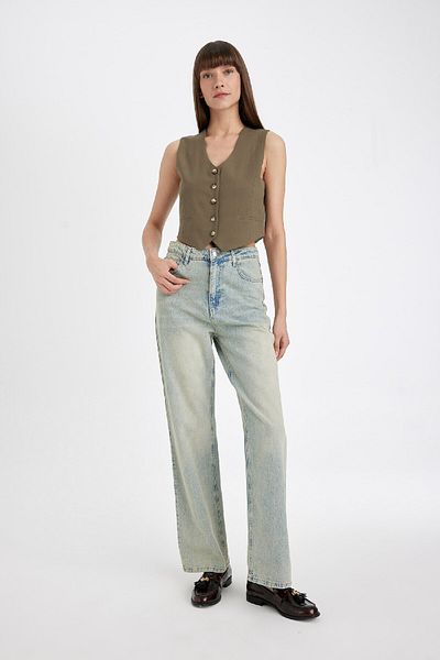 DeFacto Regular Fit Blazer Vest V Neck Button D7414Ax24Au