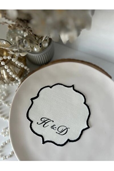 İsabella Accessories Söz & Nişan Tepsisi için Söz Mendili Kişiye Özel Kenarla...