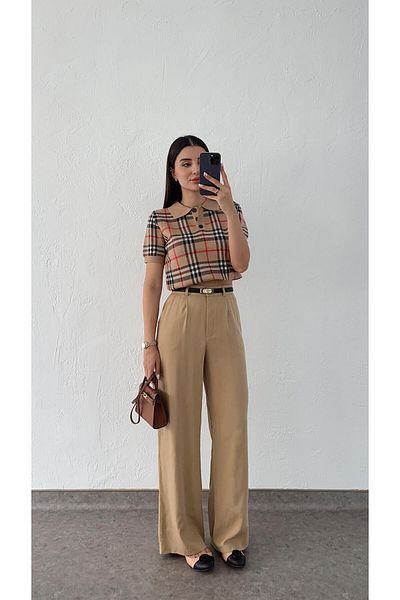 HAZELANNA Camel Palazzo Trousers
