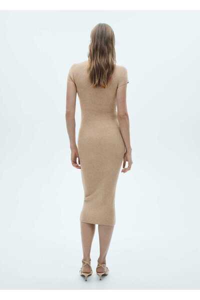 MANGO Woman Perkins yaka ribana elbise