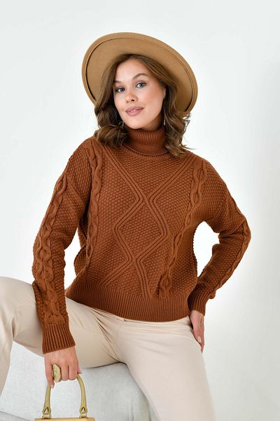 FTZ WOMEN Women's Rice Knitted Sweater Copper 20909