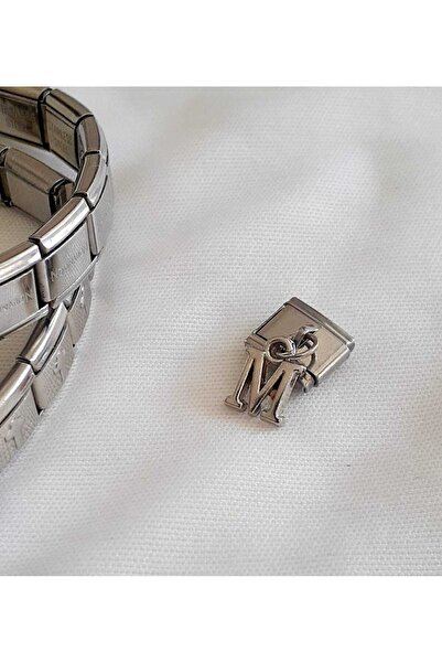 bijoux uniques M Harfli Çelik İtalyan Charm
