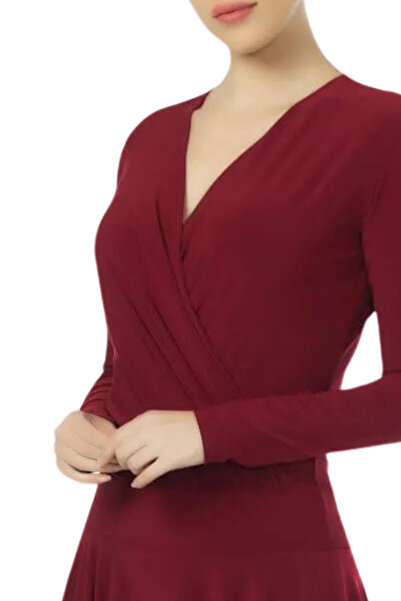 Laranor Kadın Bordo Kruvaze Yaka Elbise Gündüz&gece Şıklığı 19l6440